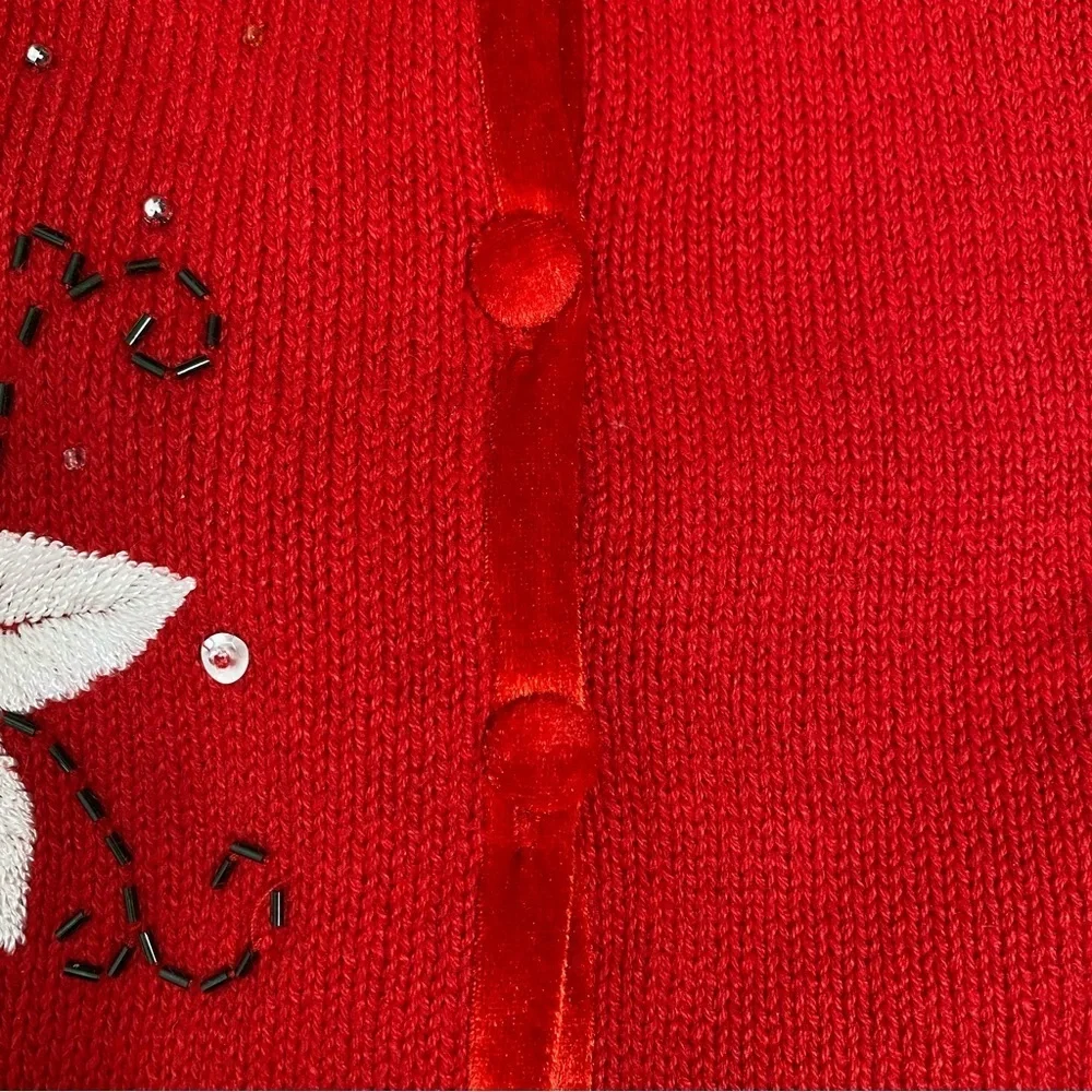 Mercer Street Studio Red Poinsettias Cardigan Sweater